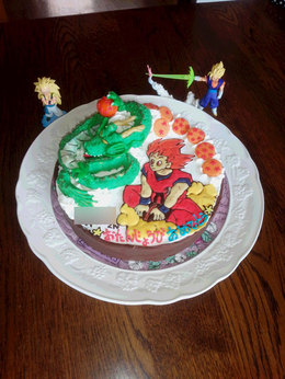  ドラゴンボールの孫悟空ゴッドとシェンロン立体ケーキ