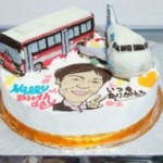 飛行機とバスの立体ケーキ