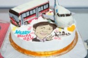 飛行機とバスの立体ケーキ