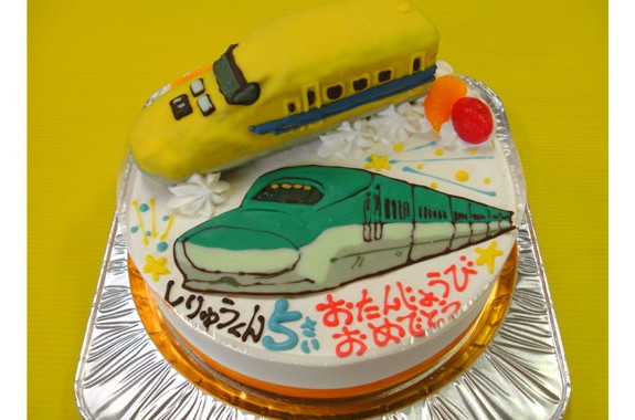 ドクターイエローと新幹線はやぶさケーキ ｵﾘｼﾞﾅﾙｹｰｷ おぐに 電車 車 ｷｬﾗｸﾀｰ 似顔絵ｹｰｷ宅配通販