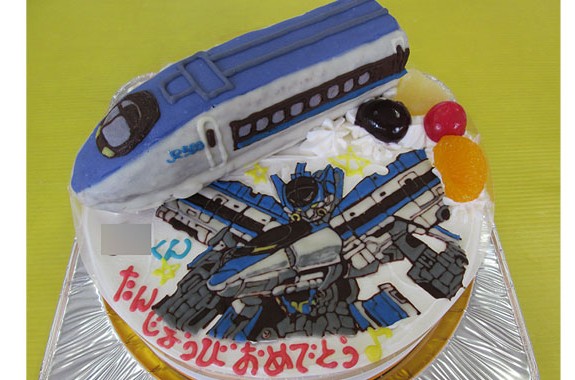 新幹線こだま立体とシンカリオンこだまイラストケーキ ｵﾘｼﾞﾅﾙｹｰｷ おぐに 電車 車 ｷｬﾗｸﾀｰ 似顔絵ｹｰｷ宅配通販