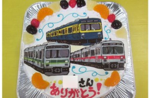 東急1000系の電車3台イラストケーキ