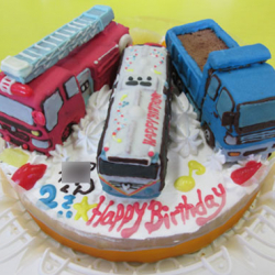 消防車トラックバス立体のせケーキ