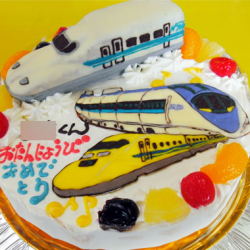 クロネコヤマトトラックとドクターイエローのケーキ ｵﾘｼﾞﾅﾙｹｰｷ おぐに 電車 車 ｷｬﾗｸﾀｰ 似顔絵ｹｰｷ宅配通販