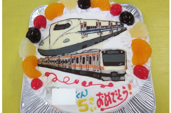 電車と新幹線イラストケーキ ｵﾘｼﾞﾅﾙｹｰｷ おぐに 電車 車 ｷｬﾗｸﾀｰ 似顔絵ｹｰｷ宅配通販