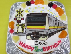 南武線電車と踏切のケーキ