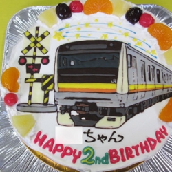 南武線電車と踏切のケーキ