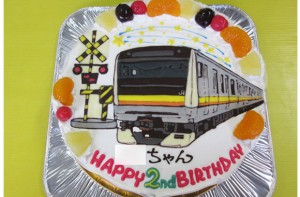 南武線電車と踏切のケーキ