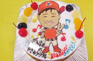 野球少年似顔絵ケーキ