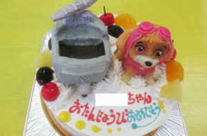 パウパトロールのスカイと乗り物ケーキ