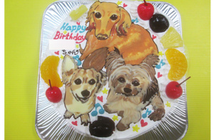 犬のイラストケーキ