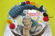 ジンベイザメ立体とスモーカーイラストケーキ