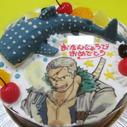 ジンベイザメ立体とスモーカーイラストケーキ