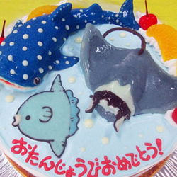 ジンベエザメとマンタとマンボウのケーキ