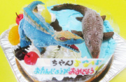 スピノサウルスとモササウルス恐竜ケーキ