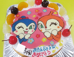 ドキンちゃんとコキンちゃんのイラストケーキ
