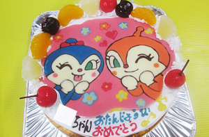 ドキンちゃんとコキンちゃんのイラストケーキ