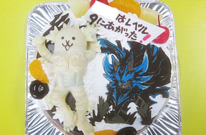 にゃんこ大戦争のネコ半魚人立体とダークフォノウイラストケーキ
