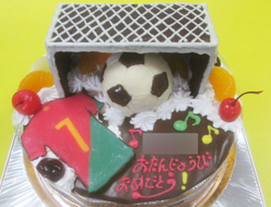 サッカーボール・ゴール・ユニフォームのケーキ