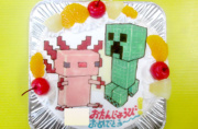 マイクラのクリーパーとウーパールーパーケーキ