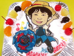 似顔絵とベイブレードのケーキ