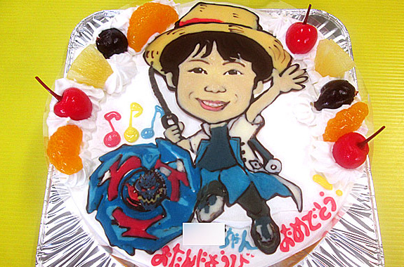 似顔絵とベイブレードのケーキ