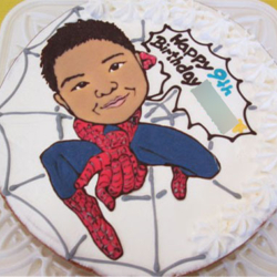 スパイダーマン似顔絵ケーキ