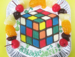 ルービックキューブイラストケーキ