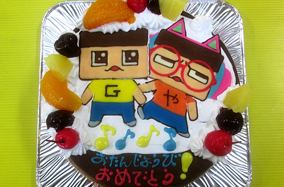 3年G組ぐち男くんのぐち男とぐちやまイラストケーキ