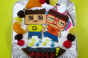 3年G組ぐち男くんのぐち男とぐちやまイラストケーキ