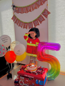 マインクラフトと消防ヘリコプターケーキ