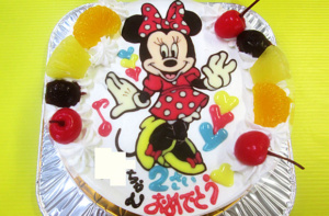 ミニーマウスイラストケーキ