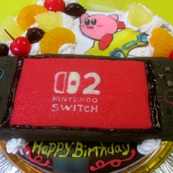任天堂スイッチ２立体とカービィのケーキ