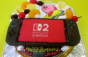 任天堂スイッチ２立体とカービィのケーキ