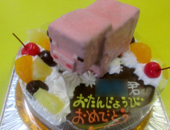 マインクラフトの豚立体ケーキ