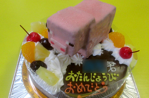 マインクラフトの豚立体ケーキ