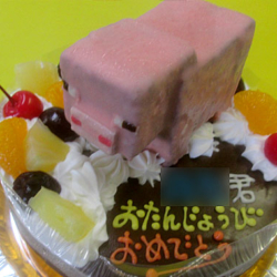 マインクラフトの豚立体ケーキ