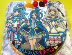キュアウインク・キュアリリアンと・キュアニャミーのイラストケーキ