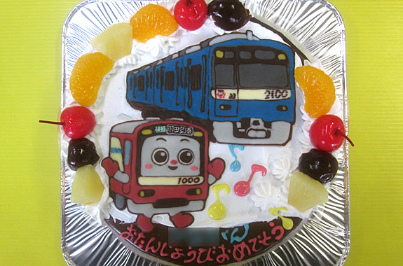 ブルースカイトレインとけいきゅんケーキ