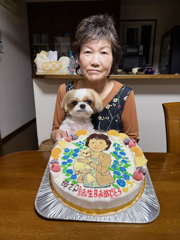 ペットと似顔絵のケーキ