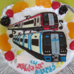 ミュースカイ、名鉄2200電車イラストケーキ